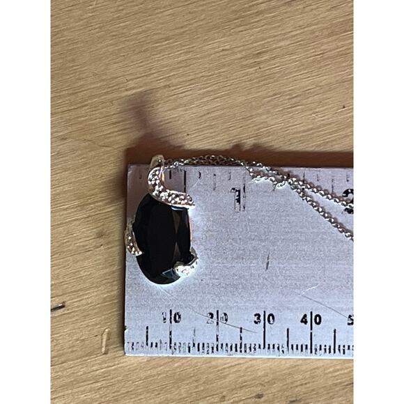 Vintage silver tone with faux black stone necklace. Marked RMN. womens jewelr - Picture 5 of 6